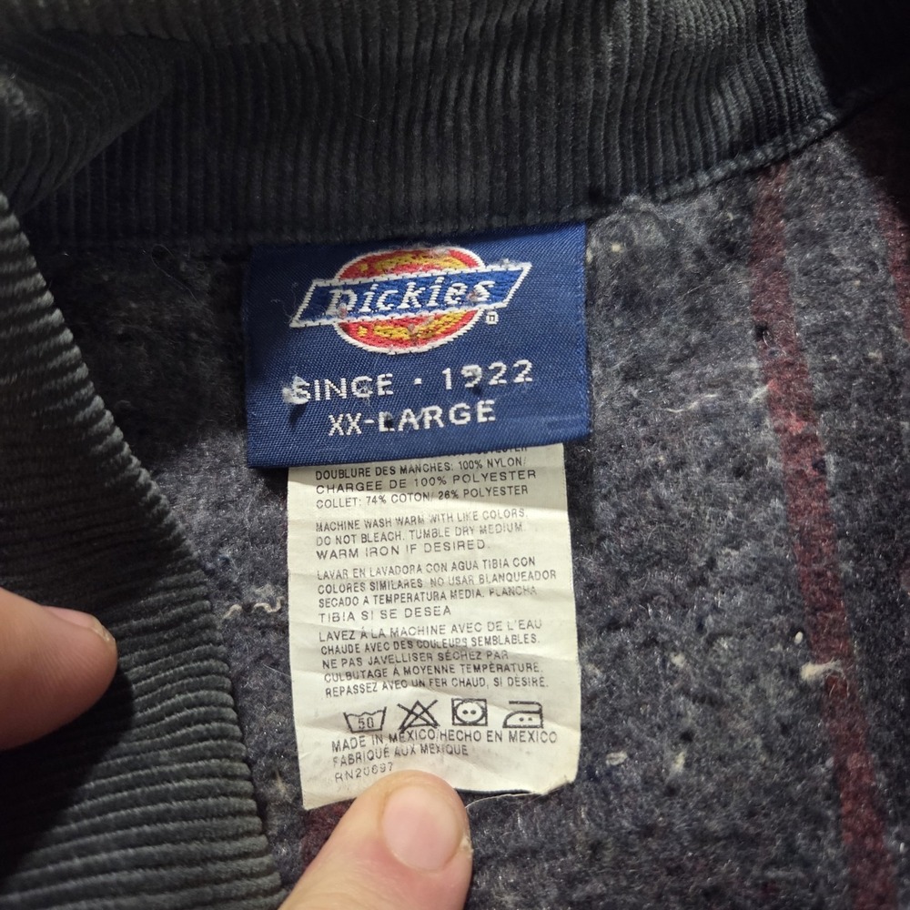 Dickies Distressed Denim Blue Chore Coat Blanket Lined Corduroy Collar Mens XXL - Picture 12 of 16
